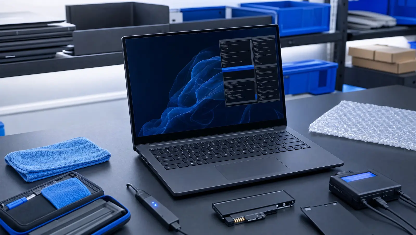 Contrôle atelier d'un PC portable reconditionné